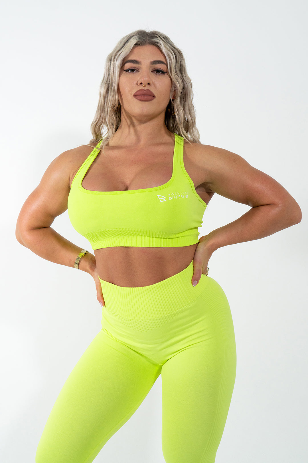 B2BD RACER BACK LIME GREEN SPORTS BRA