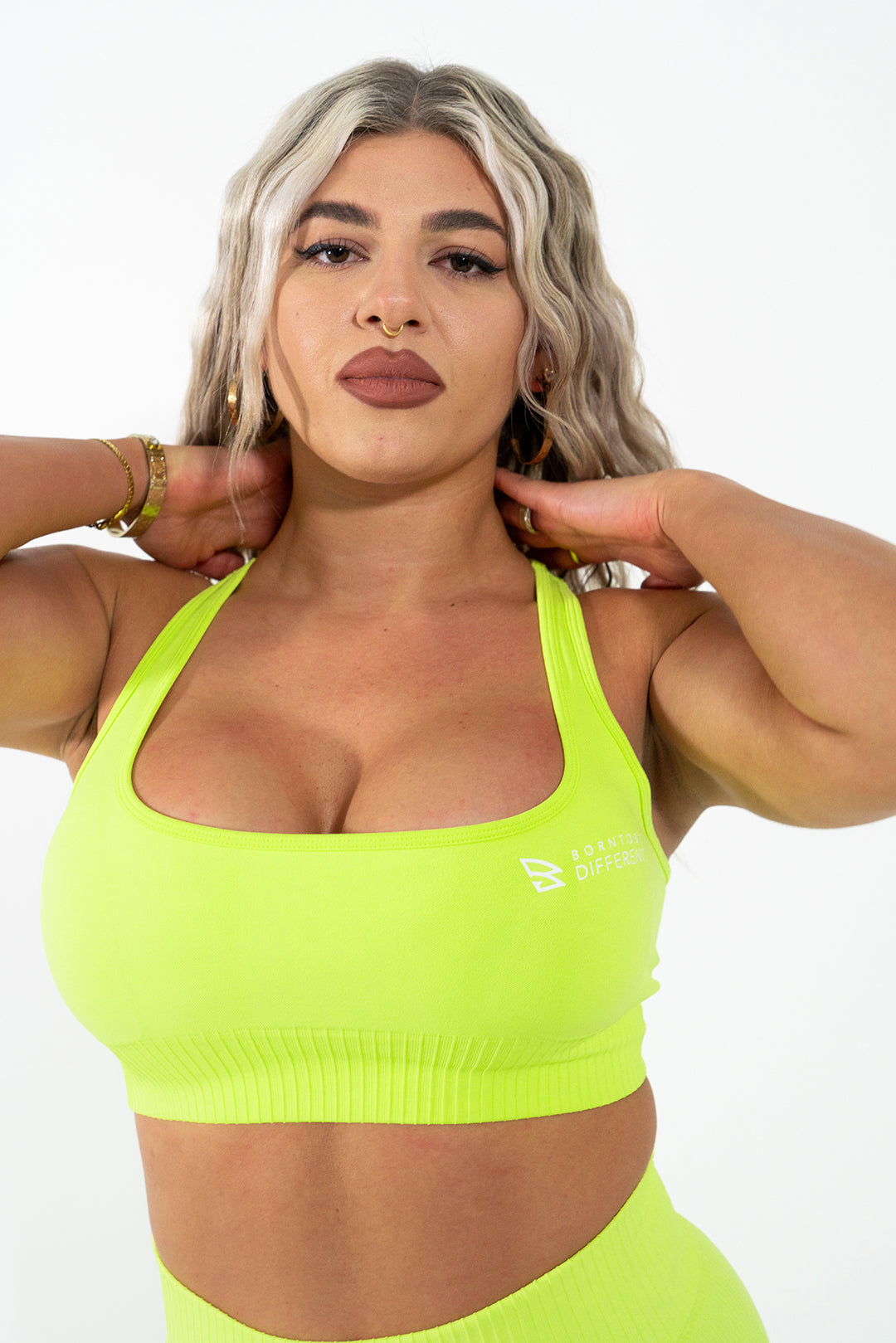 B2BD RACER BACK LIME GREEN SPORTS BRA